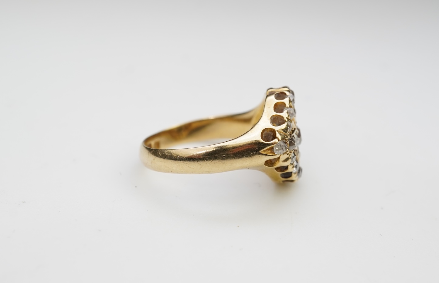 An unusual Victorian diamond signet ring, circa 1880